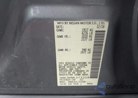 2017 Nissan Altima 2.5 Sl from USA, damaged, VIN 1N4AL3AP6HC173319
